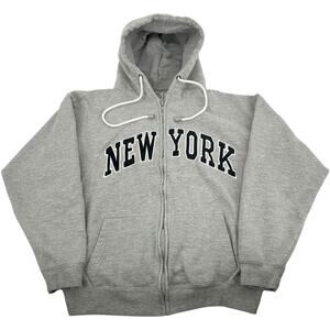Vintage y2k Women's Grey NYC New York Full Zip Hoodie Sweatshirt Size Medium